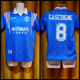 1996-97 Rangers Home Shirt Size Small - Gascoigne #8 (Remake)