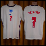 2020-22 England Home Shirt Size Extra Large - Grealish #7