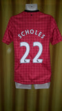 2012-13 Manchester United Home Shirt Size Small - Scholes #22 - Forever Football Shirts