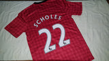 2012-13 Manchester United Home Shirt Size Small - Scholes #22 - Forever Football Shirts