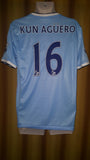 2013-14 Manchester City Home Shirt Size Medium - Kun Aguero #16 - Forever Football Shirts