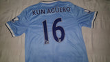 2013-14 Manchester City Home Shirt Size Medium - Kun Aguero #16 - Forever Football Shirts