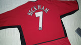 2002-04 Manchester United Home Shirt Size Medium - Beckham #7 - Forever Football Shirts