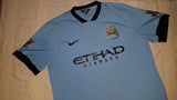 2014-15 Manchester City Home Shirt Size XL - Kompany #4 - Forever Football Shirts