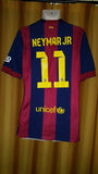 2014-15 Barcelona Home Shirt Size Medium - Neymar Jr #11 - Forever Football Shirts