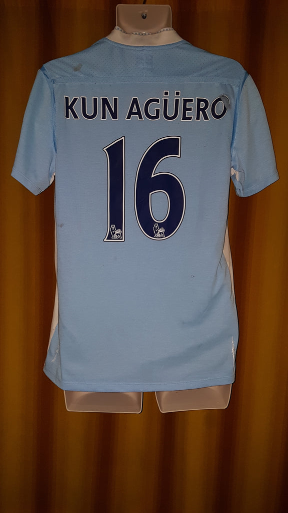 Maillot Manchester City Kun Aguero 2010/2011 – Umbro, Taille S, Noir, Occasion