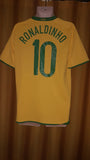 2007-09 Brazil Home Shirt Size Medium - Ronaldinho #10 - Forever Football Shirts