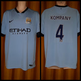 2014-15 Manchester City Home Shirt Size XL - Kompany #4 - Forever Football Shirts