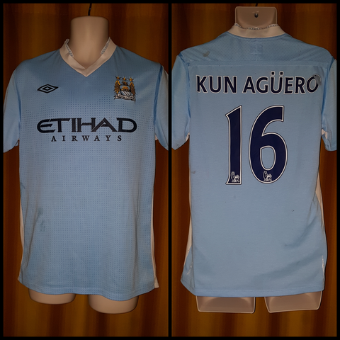 2011-12 Manchester City Home Shirt Size 40 - Kun Aguero #16 - Forever Football Shirts