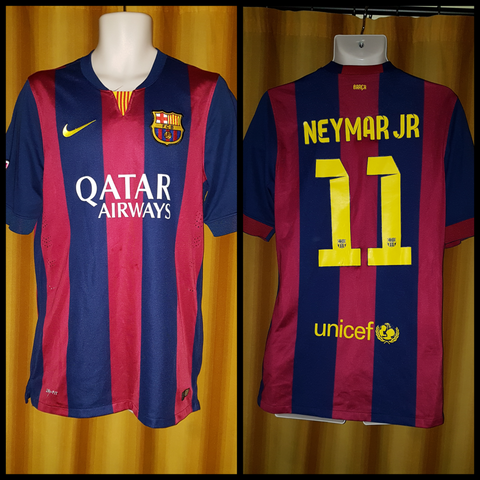 2014-15 Barcelona Home Shirt Size Medium - Neymar Jr #11 - Forever Football Shirts