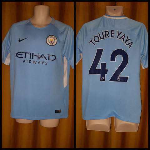 2017-18 Manchester City Home Shirt Size Medium - Toure Yaya #42 - Forever Football Shirts