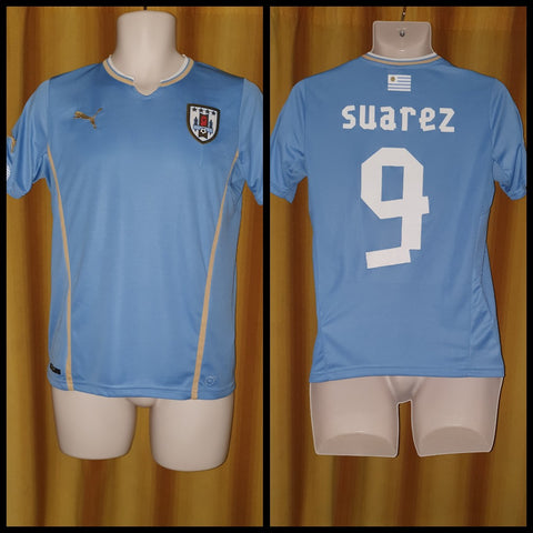 2014-15 Uruguay Home Shirt Size 32-34 - Suarez #9
