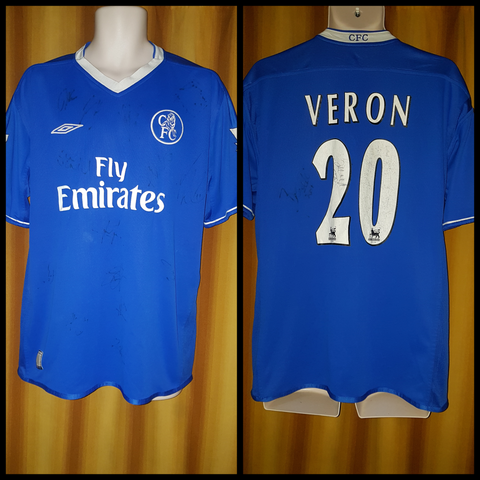 2003-05 Chelsea Home Shirt Size Large - Veron #20 (Signed Shirt) - Forever Football Shirts