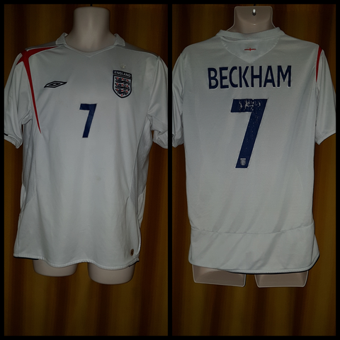 2005-06 England Home Shirt Size Large - Beckham #7 - Forever Football Shirts