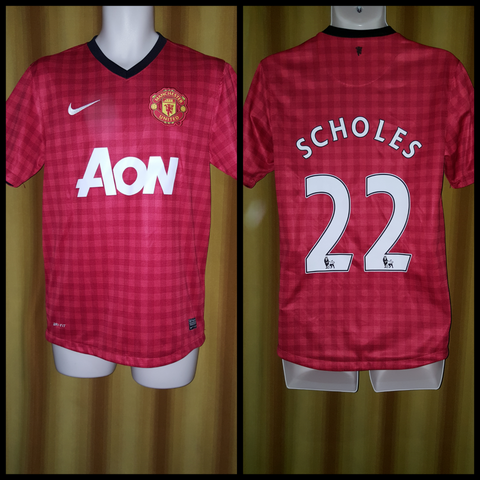2012-13 Manchester United Home Shirt Size Small - Scholes #22 - Forever Football Shirts