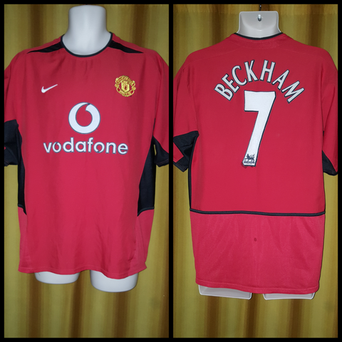 2002-04 Manchester United Home Shirt Size Medium - Beckham #7 - Forever Football Shirts