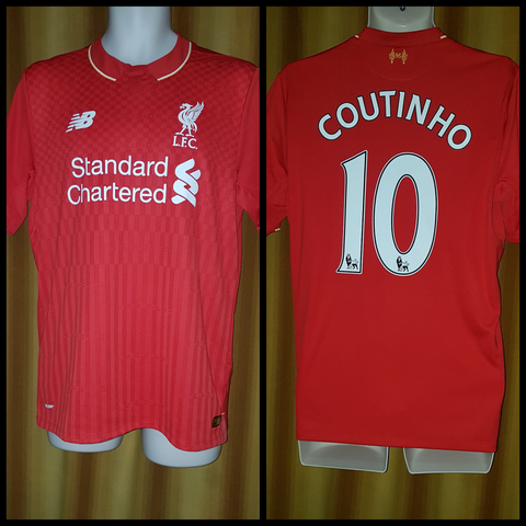 2015-16 Liverpool Home Shirt Size Medium - Coutinho #10 - Forever Football Shirts
