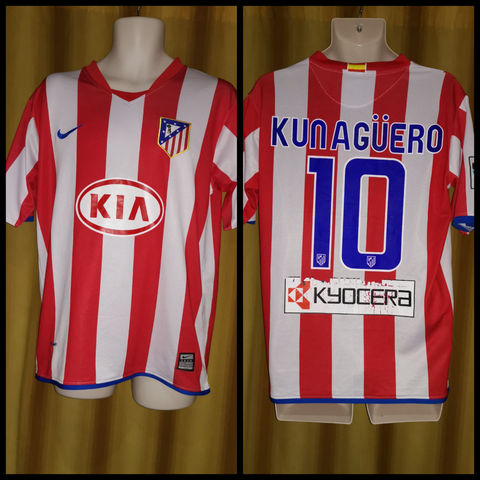2008-09 Atletico Madrid Home Shirt Size Small - Kun Aguero #10