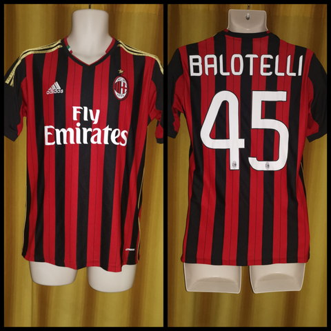 2013-14 AC Milan Home Shirt Size 15-16 Years - Balotelli #45