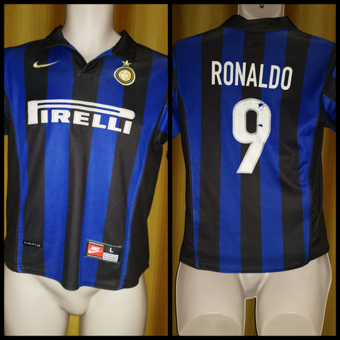 1998-99 Internazionale Home Shirt Size Large Boys - Ronaldo #9
