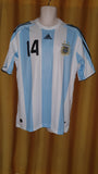 2007-09 Argentina Home Shirt Size Medium - Mascherano #14