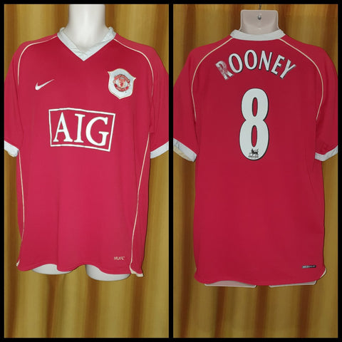 2006-07 Manchester United Home Shirt Size Extra Large - Rooney #8