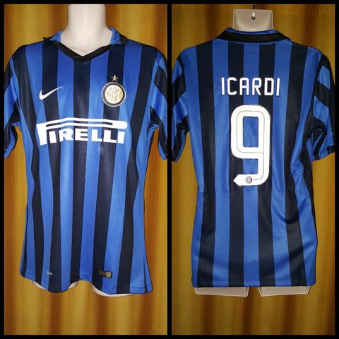 2015-16 Internazionale Home Shirt Size Large - Icardi #9