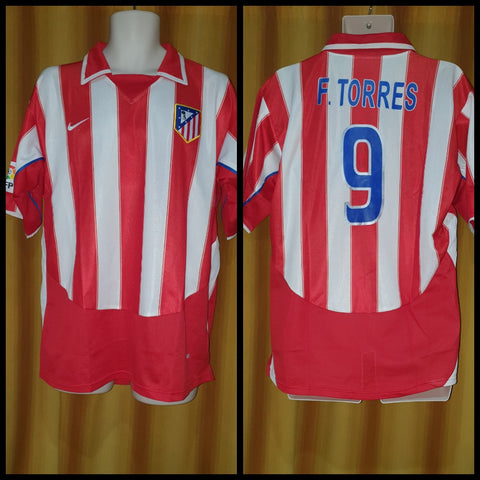2003-04 Atletico Madrid Home Shirt Size Large - F. Torres #9