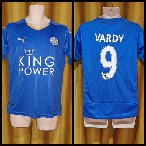 2015-16 Leicester City Home Shirt Size Small - Vardy #9