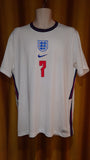 2020-22 England Home Shirt Size Extra Large - Grealish #7