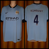 2014-15 Manchester City Home Shirt Size XL - Kompany #4 - Forever Football Shirts