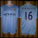 2013-14 Manchester City Home Shirt Size Medium - Kun Aguero #16 - Forever Football Shirts