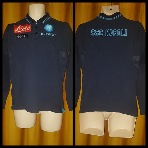 2013-14 Napoli Long Sleeve Polo Shirt Size Medium - Forever Football Shirts