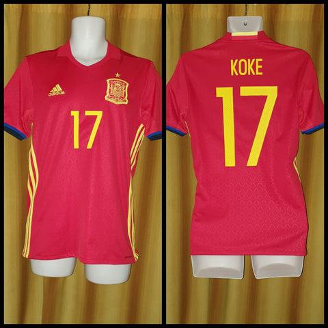 2015-17 Spain Home Shirt Size Small - Koke #17