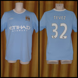 2009-10 Manchester City Home Shirt Size 38 - Tevez #32