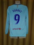 2017-18 Barcelona Long Sleeve Away Shirt Size Small (BNWT With Defects) - Suarez #9