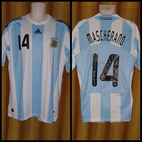 2007-09 Argentina Home Shirt Size Medium - Mascherano #14