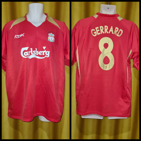 2005-06 Liverpool Champions League and Club World Cup Home Shirt Size Extra Large - Gerrard #8
