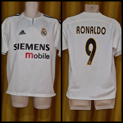 2003-04 Real Madrid Home Shirt Size Small - Ronaldo #9